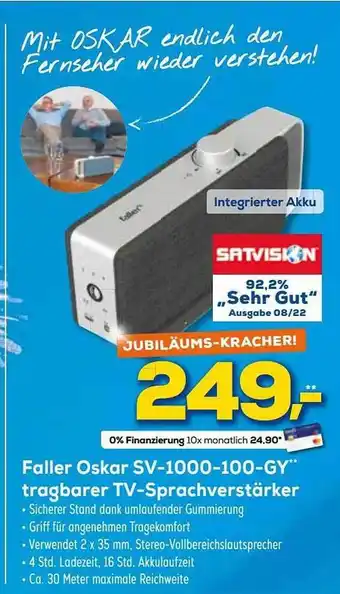 Euronics XXL Faller oskar sv-1000-100-gy tragbarer tv-sprachverstärker Angebot