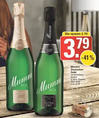 WEZ Mumm Deutscher Sekt 0,75Ltr. Flasche Angebot