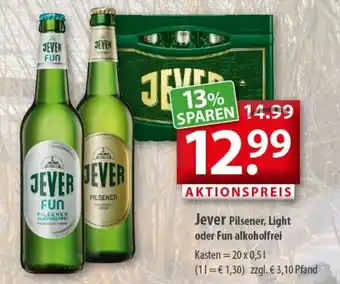 Getränkeland Jever Pilsener, Light oder Fun alkoholfrei 20x0,5L Angebot