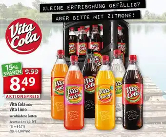 Getränkeland Vita Cola oder Vita Limo 12x1,0L Angebot