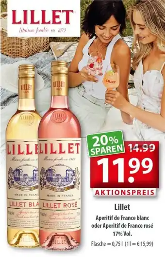 Getränkeland Lillet Aperitif de France blanc oder Aperitif da France rosé 17% Vol.  0,75L Angebot