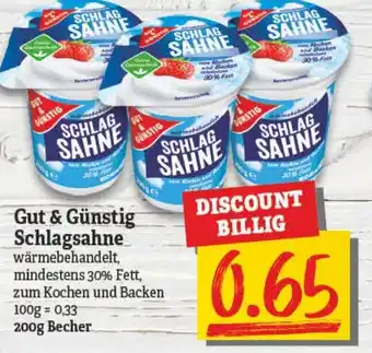 NP Discount Gut & Günstig Schlagsahne 200g Becher Angebot