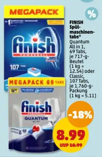 PENNY Finish Spulmaschinentabs 69/107 st Angebot