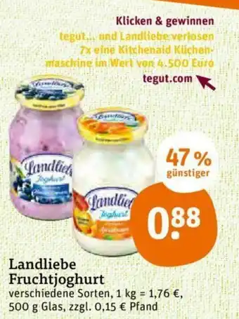 tegut Landliebe Fruchtjoghurt 500g Glas Angebot