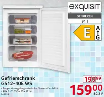 Selgros Exquisit Gefrierschrank GS12-40E WS Angebot