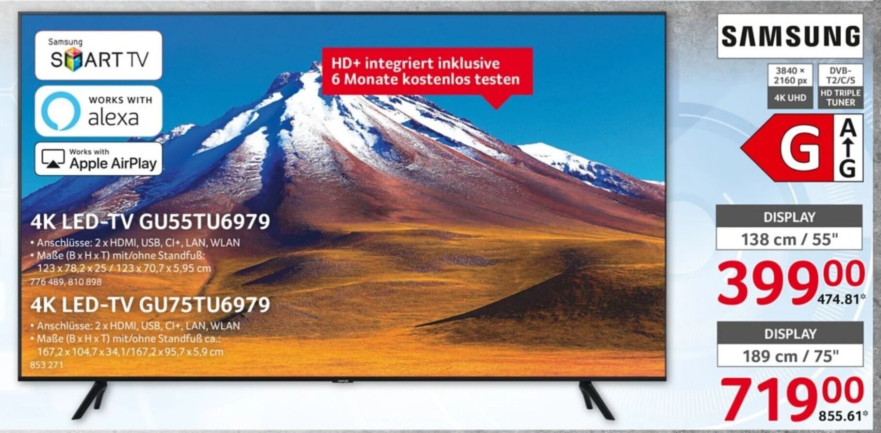 Samsung 4K LED TV GU55TU6979 Angebot bei Selgros