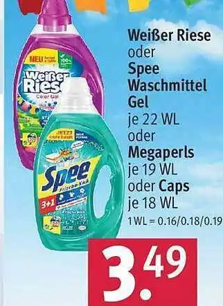 Rossmann Weißer riese oder spee waschmittel gel oder megaperls oder caps Angebot