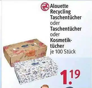 Rossmann Alouette recycling taschentücher oder taschentücher oder kosmetiktücher Angebot