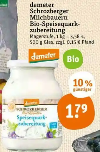 tegut Demeter Schrozberger Milchbauern Bio Speisequarkzubereitung 500g Glas Angebot