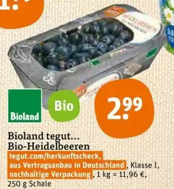 tegut Bioland tegut Bio Heidelbeeren 250g Angebot