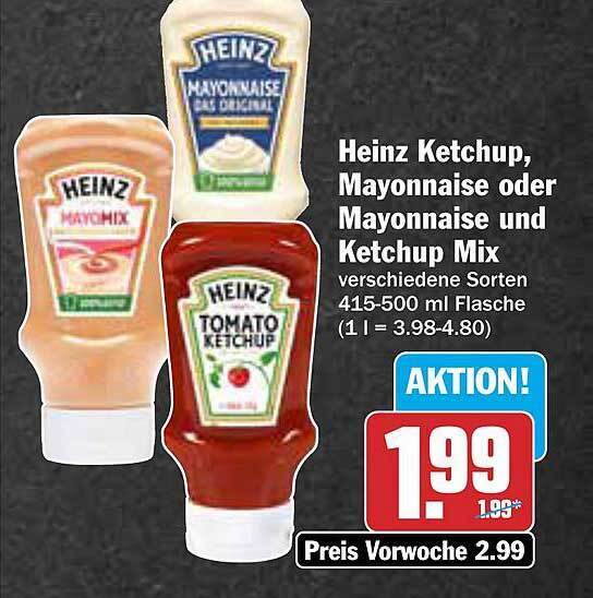Heinz ketchup, mayonnaise oder mayonnaise und ketchup mix Angebot bei AEZ