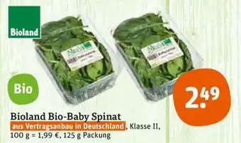 tegut Bioland Bio Baby Spinat 125g Angebot