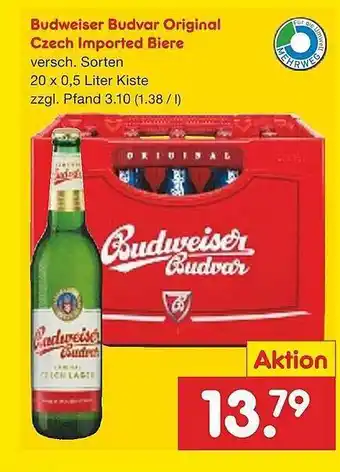 Netto Marken-Discount Budweiser budvar original czech imported biere Angebot