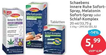 Budni Schaebens Innere Ruhe Sofort Spray, Melatonin Sofort Spray oder Schlaf Komplex 20 ml/33,75 g Angebot