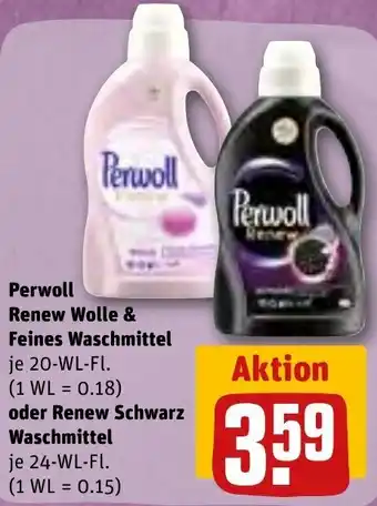 REWE Perwoll Renew Wolle & Feines Waschmittel 20 WL oder Renew Schwarz Waschmittel 24 WL Fl. Angebot