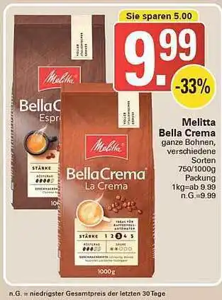 WEZ Melitta bella crema Angebot