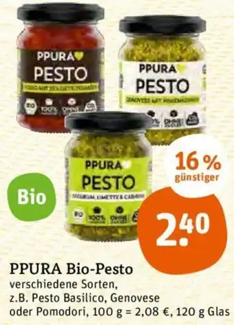 tegut Ppura Bio Pesto 120g Glas Angebot