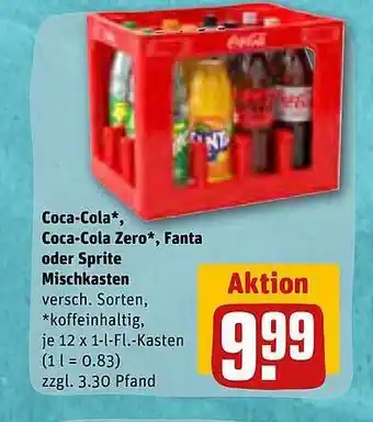 REWE Kaufpark Coca-cola, coca-cola zero, fanta oder sprite mischkasten Angebot