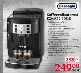 Selgros Delonghi kaffeevollautomat ecam22.105.b Angebot