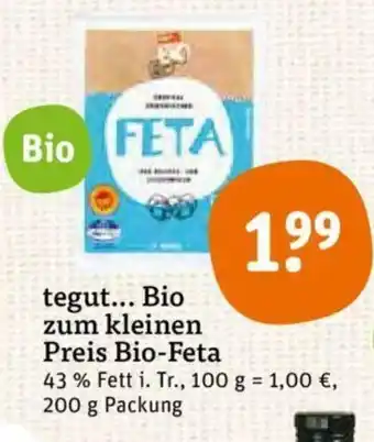 tegut Tegut Bio zum kleinen Preis Bio Feta 200g Angebot