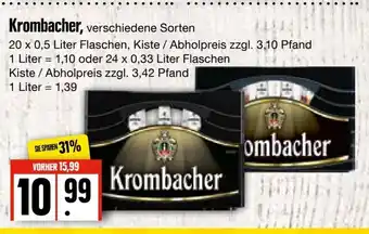 Edeka Frischemarkt Krombacher 20*500ml/24*330ml Angebot