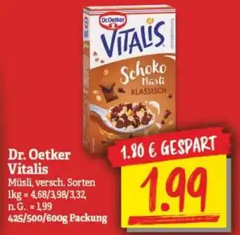 NP Discount Dr. Oetker Vitalis Müsli 425/500/600 g Packung Angebot