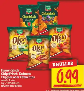 NP Discount Funny Frisch Chipsfrisch, Erdnuss Flippies oder Ofenchips 125/150/200 g Beutel Angebot