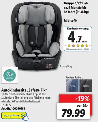 Lidl Autokindersitz ,,Safety-Fix" Angebot