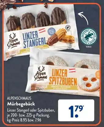 Aldi Süd Alpenschmaus Mürbegebäck 200-225 g Packung Angebot