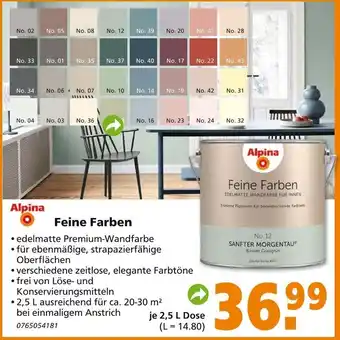 Globus Baumarkt Alpina Feine Farben 2,5 L Dose Angebot