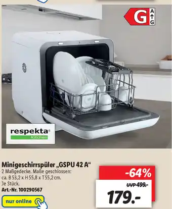 Lidl Respekta Kitchen Minigeschirrspüler ,,GSPU 42 A" Angebot