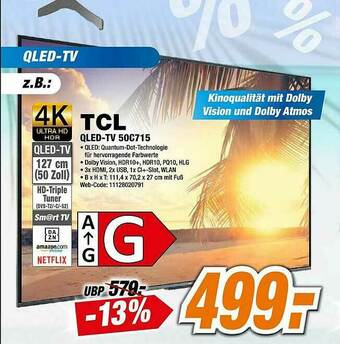 Expert Tcl Qled-tv 50c715 Angebot