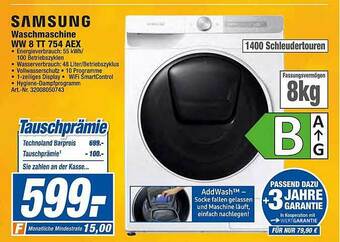 expert Techno Land Samsung Waschmaschine Ww 8 Tt 754 Aex Angebot