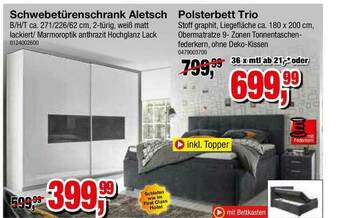 Möbelfundgrube Schwebetürenschrank Aletsch, Polsterbett Trio Angebot