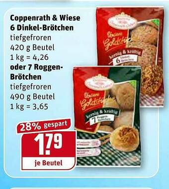 REWE Coppenrath & Wiese 6 Dinkel Brötchen Oder 7 Rogen Brötchen Angebot