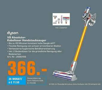 Saturn Dyson V8 Absolute+ Kabelloser Handstaubsauger Angebot