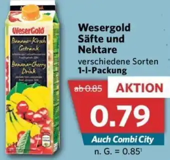 Combi Wesergold Säfte und Nektare 1 L Packung Angebot