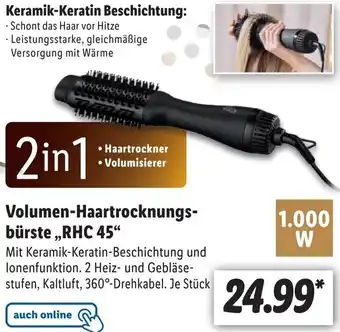 Lidl Volumen Haartrocknungsbürste RHC 45 Angebot