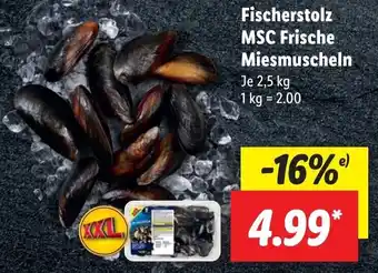 Lidl Fischerstolz MSC Frische Miesmuscheln 2,5 kg Angebot