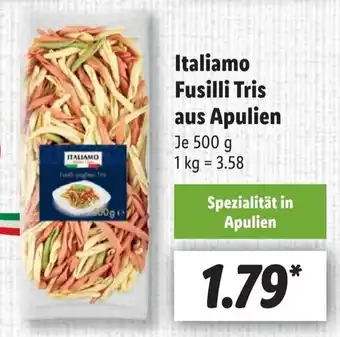 Lidl Italiamo Fusilli Tris aus Apulien 500 g Angebot