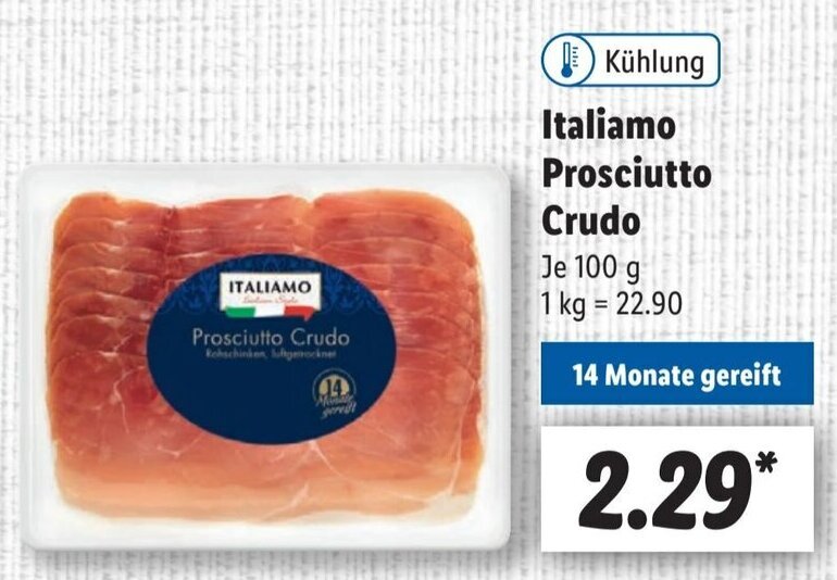 Italiamo Prosciutto Crudo 100 g Angebot bei Lidl