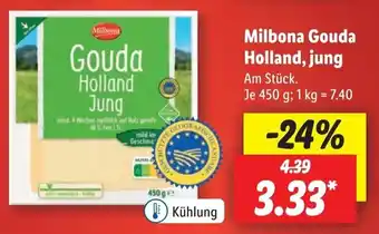 Lidl Milbona Gouda Holland, jung 450 g Angebot