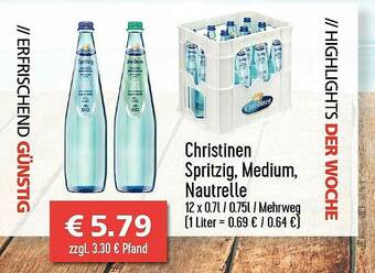 Getränkehaus Christinen Spritzig, Medium, Nautrelle 12 X 0.7L - 0.75L Angebot