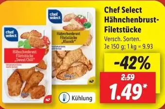 Lidl Chef Select Hähnchenbrust Filetstücke 150 g Angebot