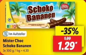 Lidl Mister Choc Schoko Bananen 300 g Angebot