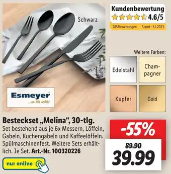 Lidl Esmeyer Besteckset Melina, 30-tlg. Angebot