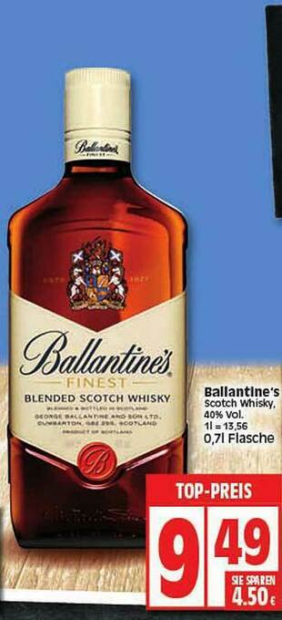 Elli Markt Ballantin's Scotch Whisky 40% Vol Angebot