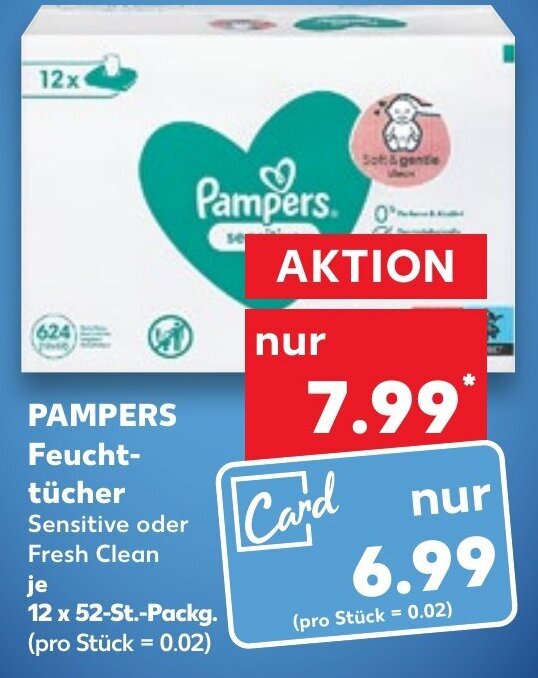 Pampers Feuchttücher 12x52 St. Packg. Angebot bei Kaufland
