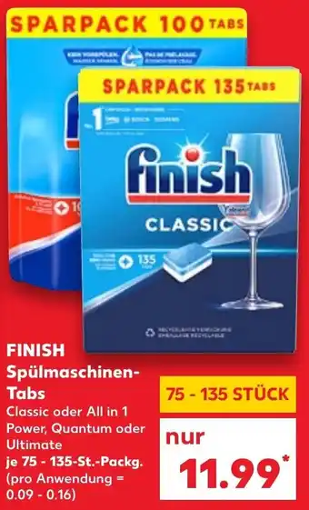 Kaufland Finish Spülmaschinen Tabs 75-135 St. Packg. Angebot