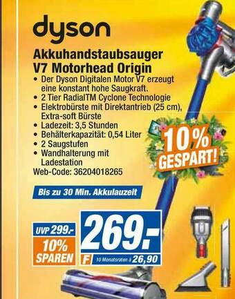 expert Octomedia Dyson Akkuhandstaubsauger V7 Motorhead Origin Angebot